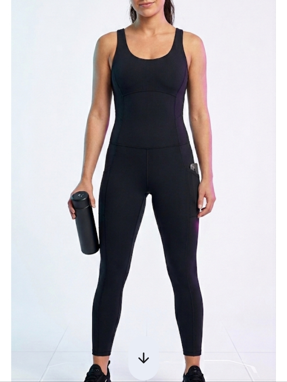 Athleta Salutation  Black Sleeveless Athletic Jumpsuit Size L